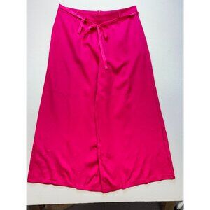 Double Crazy Women's Loose Wide Leg Pants Summer Solid Polyester Size 2XL Pink